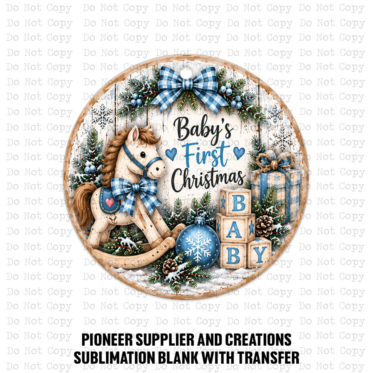 Baby's First Christmas Boy Ornament Sublimation Blank