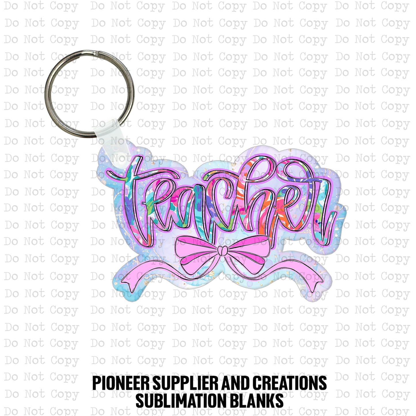 Teacher Bright Floral Keychain Sublimation Blank Kit