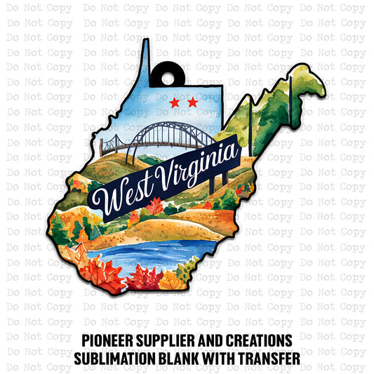 West Virginia Ornament Sublimation Blank