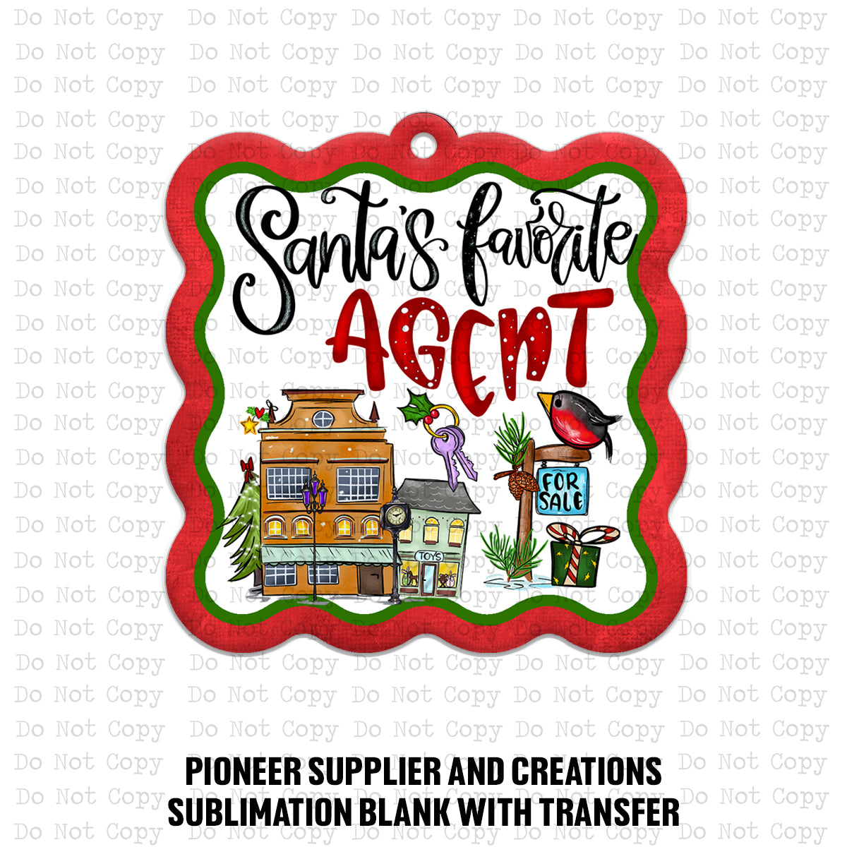 Santa's Favorite Agent Ornament Sublimation Blank | AAS