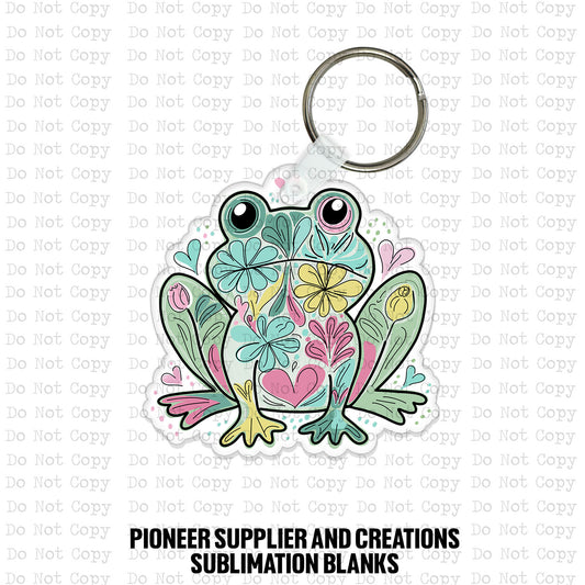 Boho Frog Keychain Sublimation Blank Kit