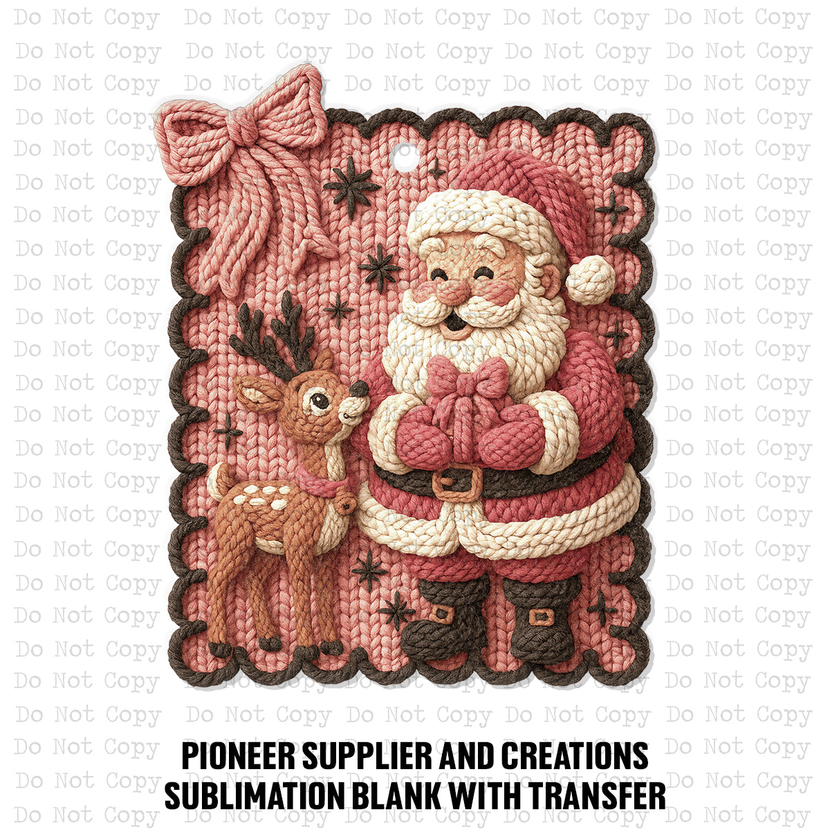 Santa and Reindeer Yarn Ornament Sublimation Blank