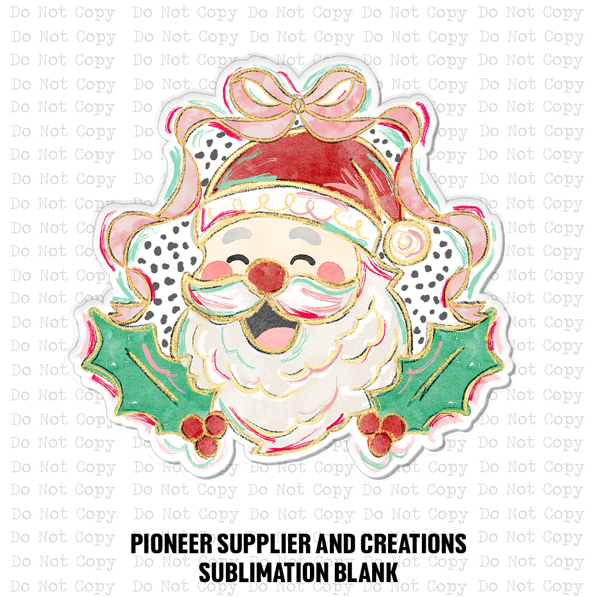 Jolly Colorful Santa Ornament Sublimation Blank