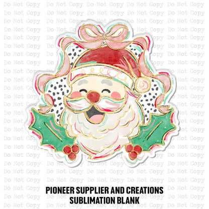 Jolly Colorful Santa Ornament Sublimation Blank