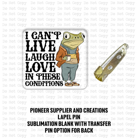 Live Laugh Love Lapel Pin Sublimation Blank Kit