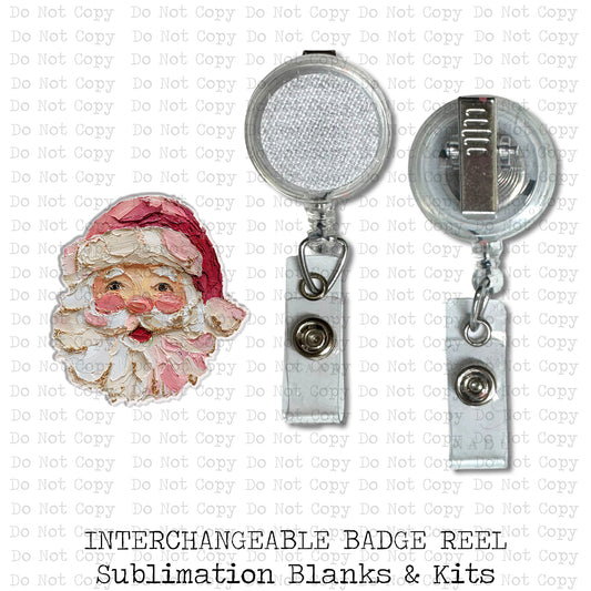 Hand Painted Santa Badge Button Sublimation Blank