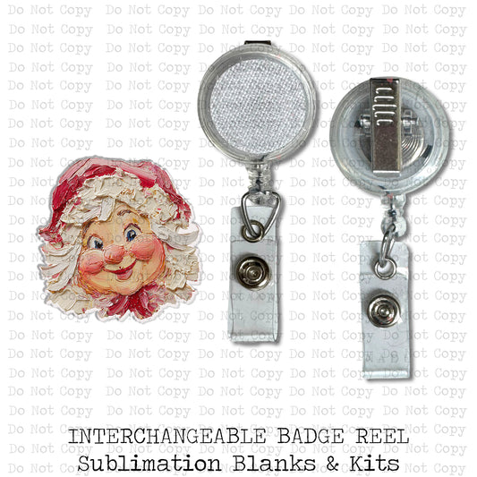 Hand Painted Mrs. Clause Badge Button Sublimation Blank