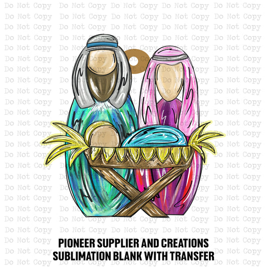 Joseph Mary and Baby Jesus Ornament Sublimation Blank | REVISED