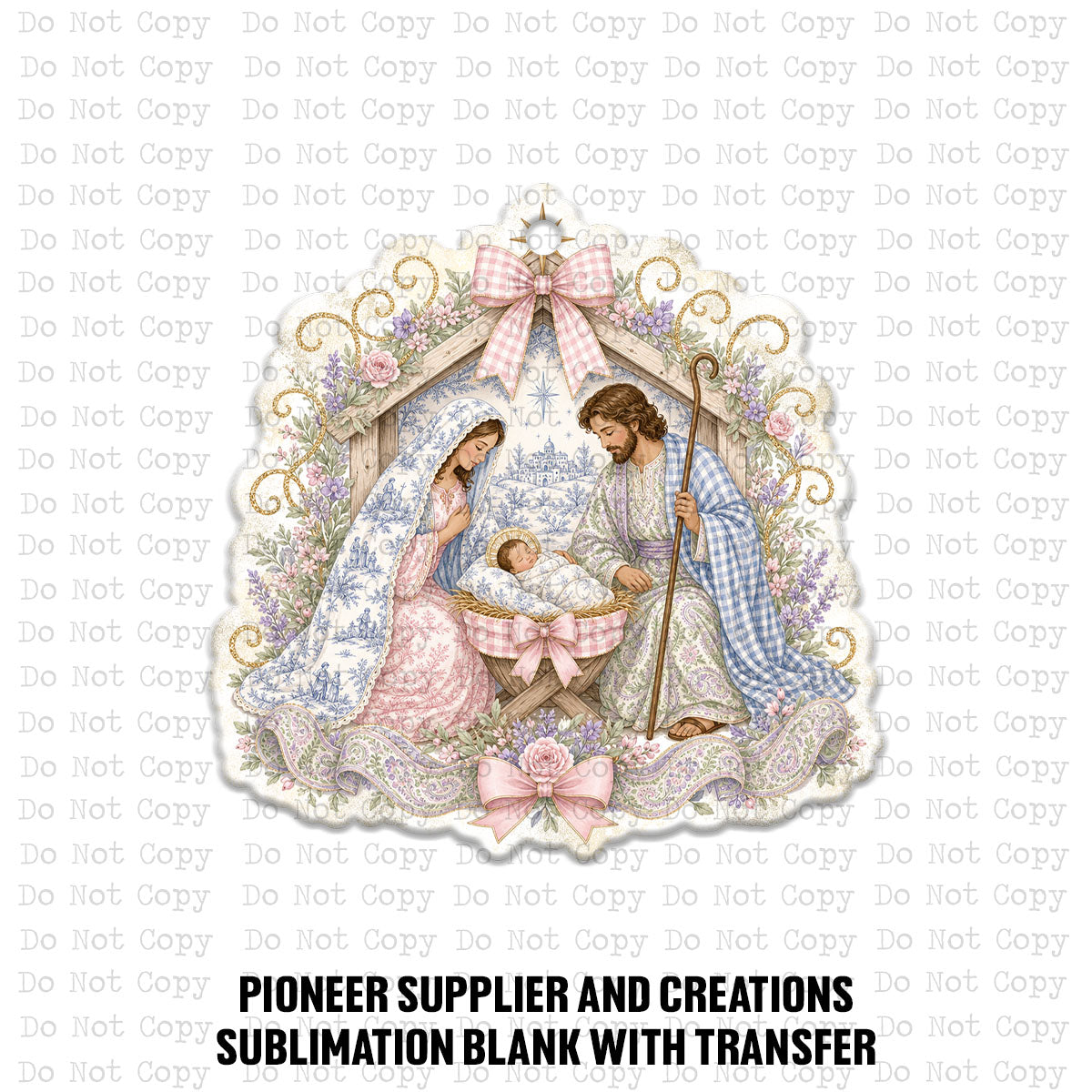 Chinoiserie Nativity Ornament Sublimation Blank