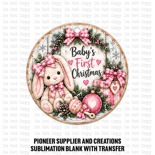 Baby's First Christmas Girl Ornament Sublimation Blank