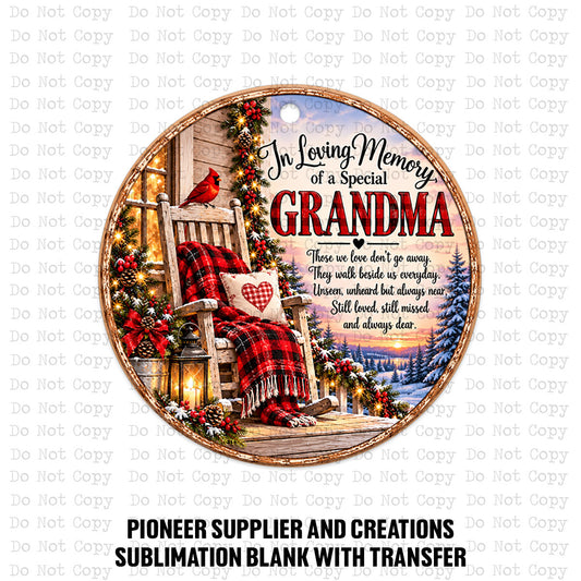 In Loving Memory of Grandma Ornament Sublimation Blank
