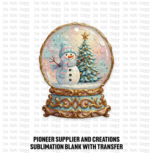 Snowman Snow Globe Ornament Sublimation Blank