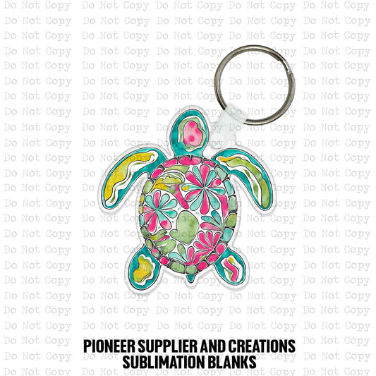 Boho Turtle Keychain Sublimation Blank Kit