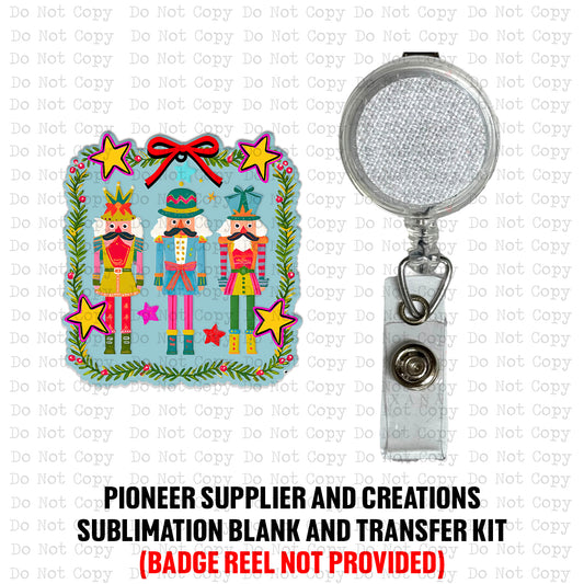 Festive Wreath Nutcracker Badge Button Sublimation Blank