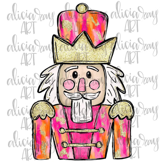 Pink Orange Preppy Nutcracker Ornament Sublimation Blank with TRANSFER OPTION | Exclusive Alicia Ray Art