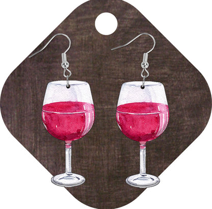 Wine Glass Shaped Earring Sublimation Blanks
