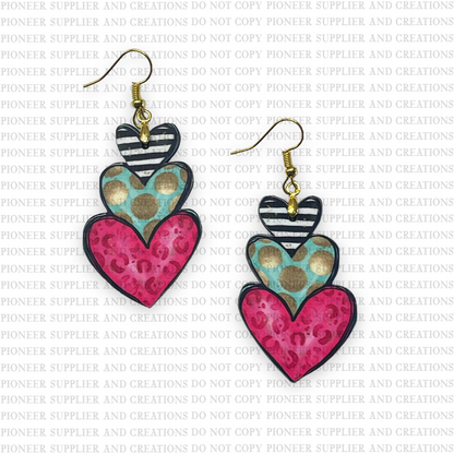 Whimsical Heart Stack Earring Sublimation Blanks | Exclusive Alicia Ray Art