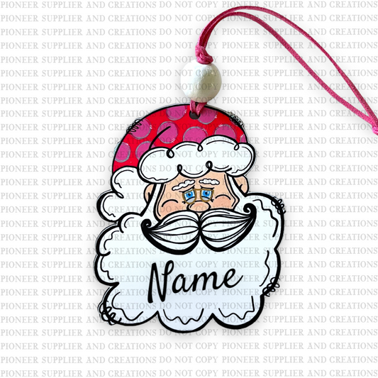 Pink Hat Santa Ornament Sublimation Blank