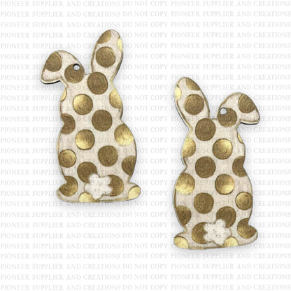 Gold Polka Dot Bunny Earring Sublimation Blanks | Exclusive Alicia Ray Art