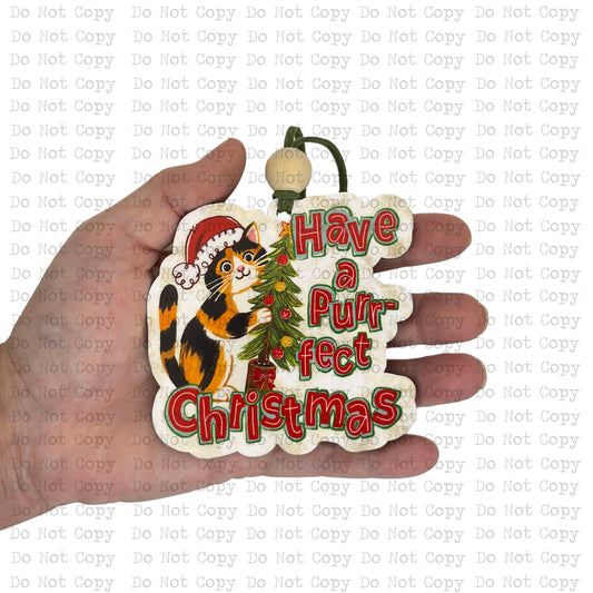 Have A Purr-fect Christmas Ornament Sublimation Blank
