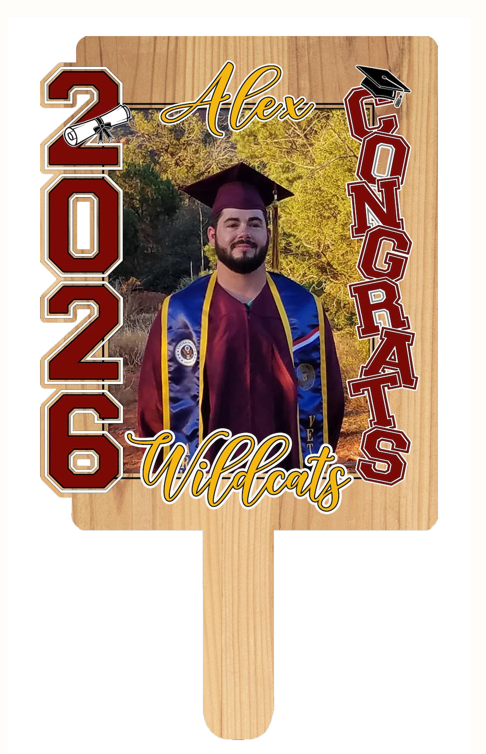 2026 Side Graduation Fan Photo Panel Sublimation Blank