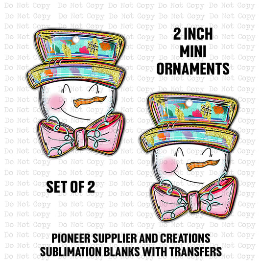 Funky Snowman Mini Ornaments Sublimation Blank | Set of 2