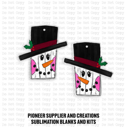 Rustic Snowman Earring Sublimation Blank Kit