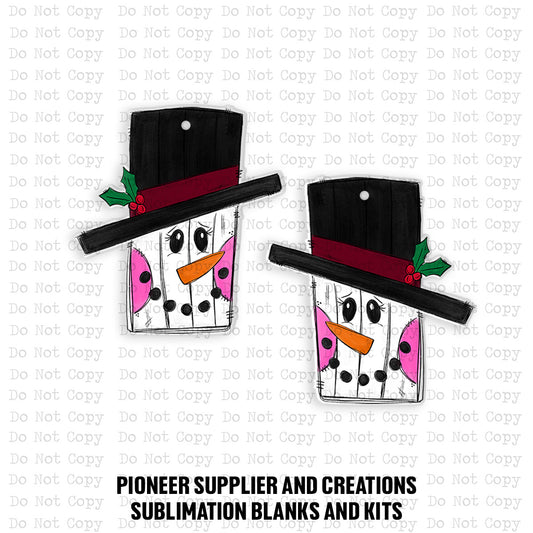 Rustic Snowman Earring Sublimation Blank Kit | ARA