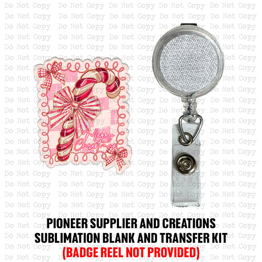 Candy Cane Christmas Badge Button Sublimation Blank