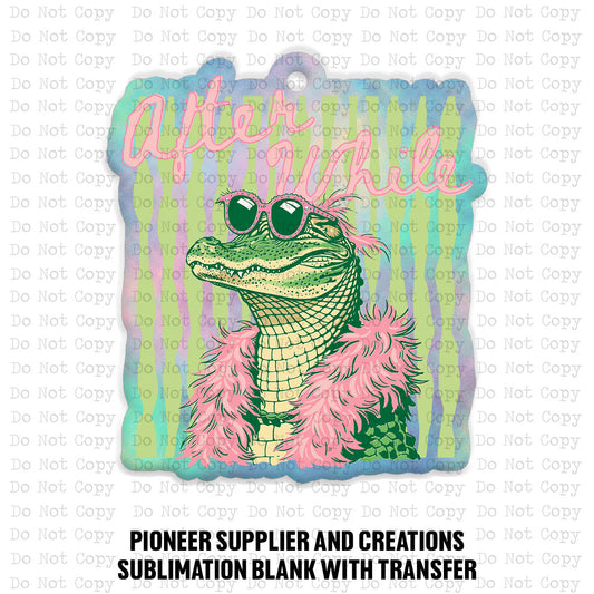 After While Pink Boa Gator Car Charm Sublimation Blank