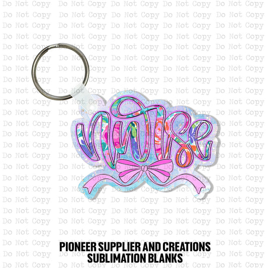 Nurse Bright Floral Keychain Sublimation Blank Kit