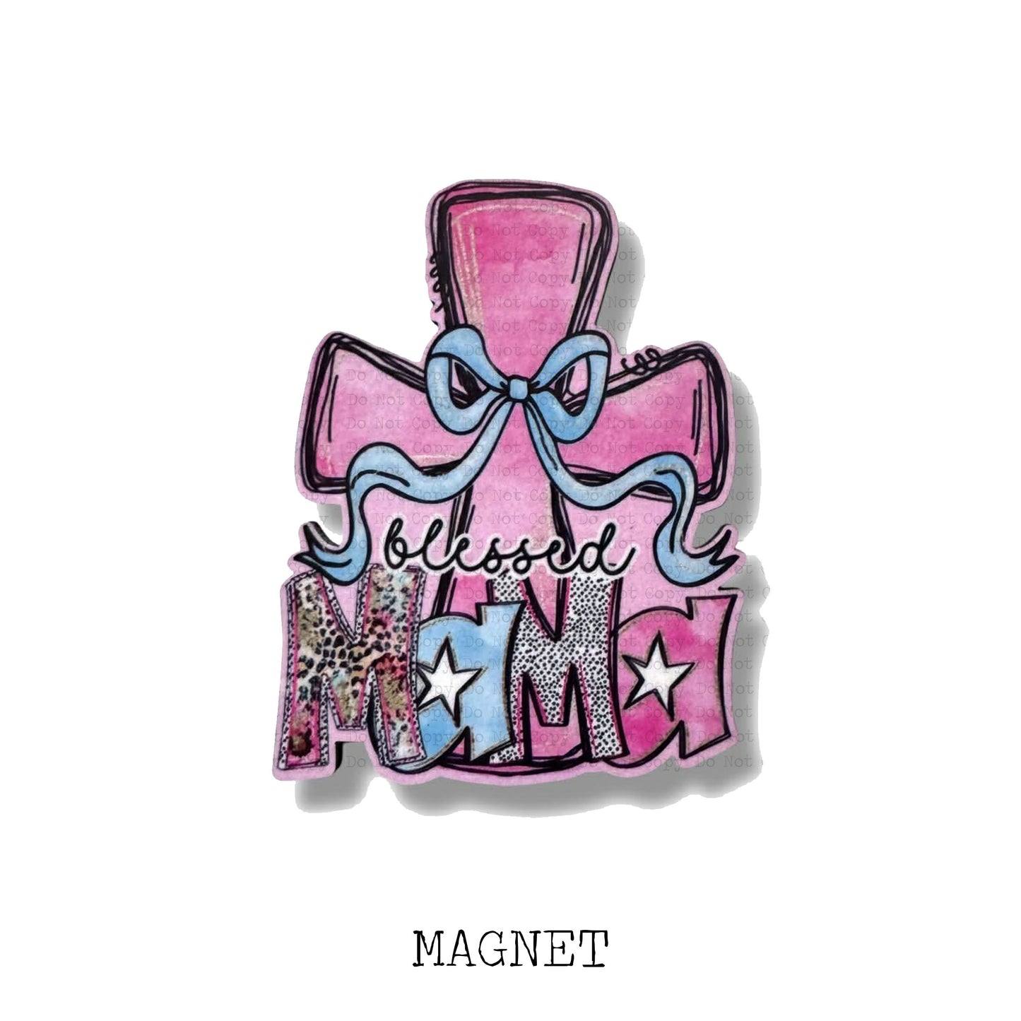 Blessed Mama Pink Cross Magnet Sublimation Blank Kit | TGDD