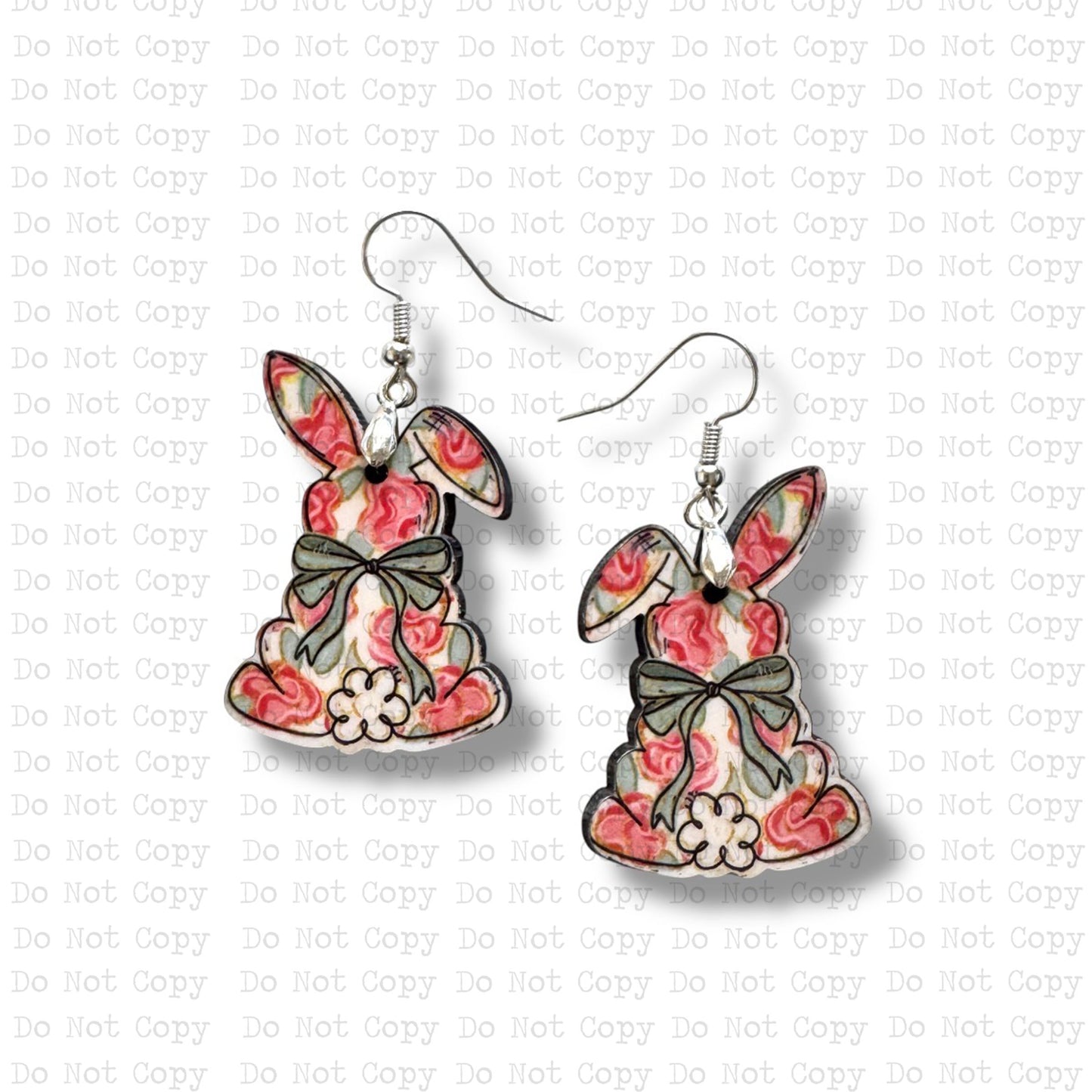 Painted Floral Bunny Earring Sublimation Blank Kit | J&CD