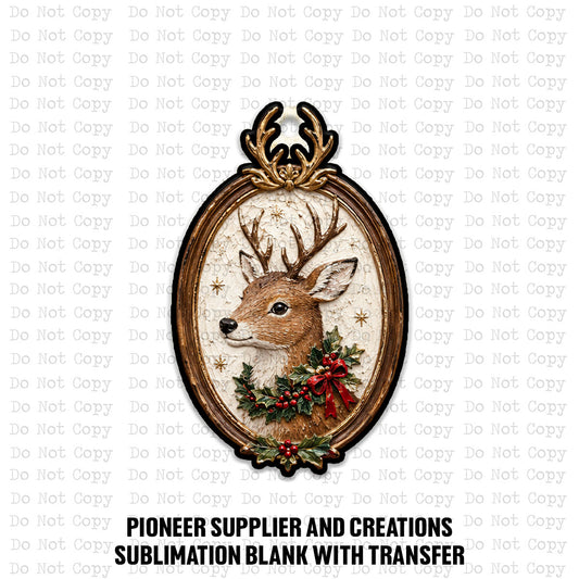 Vintage Deer Frame Ornament Sublimation Blank