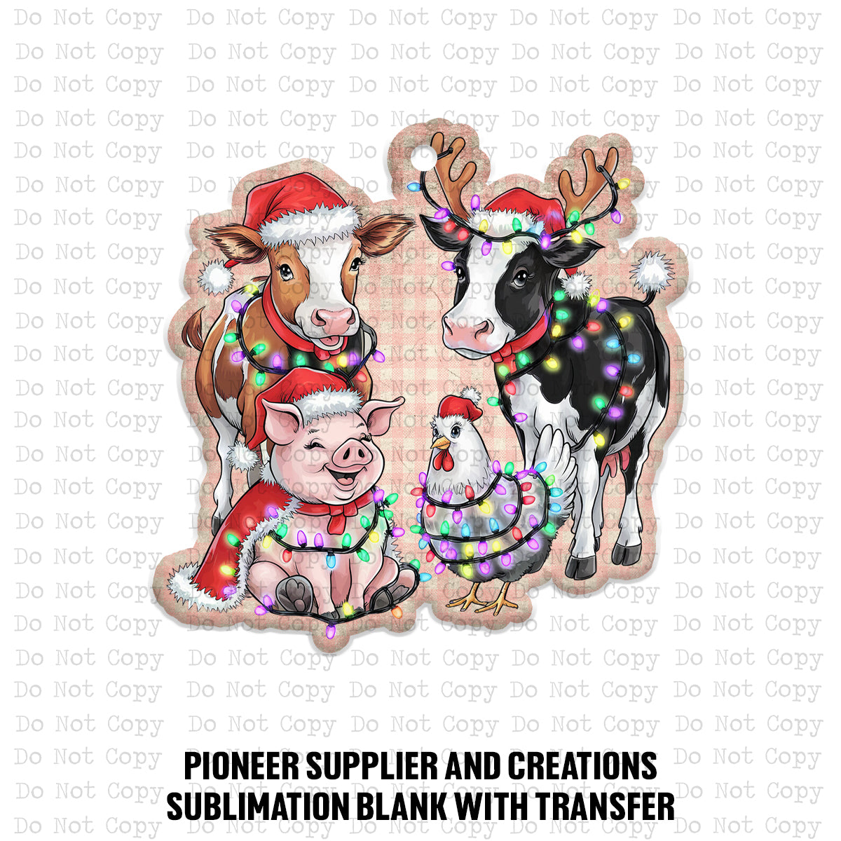 Farm Animal Christmas Ornament Sublimation Blank