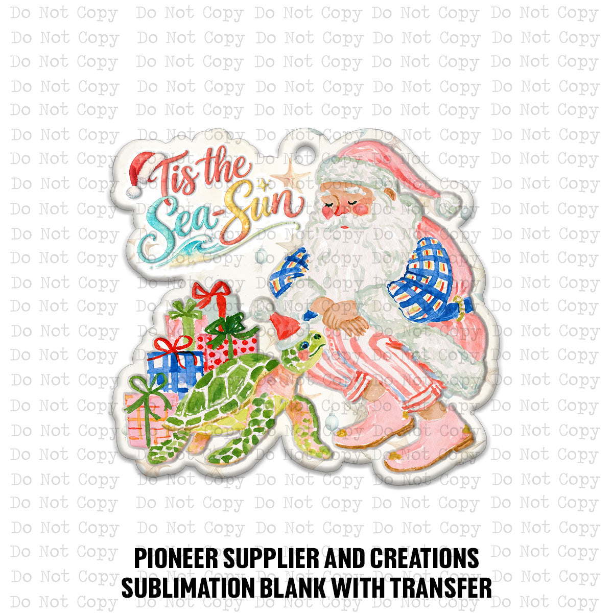 Tis The Sea-Sun Ornament Sublimation Blank