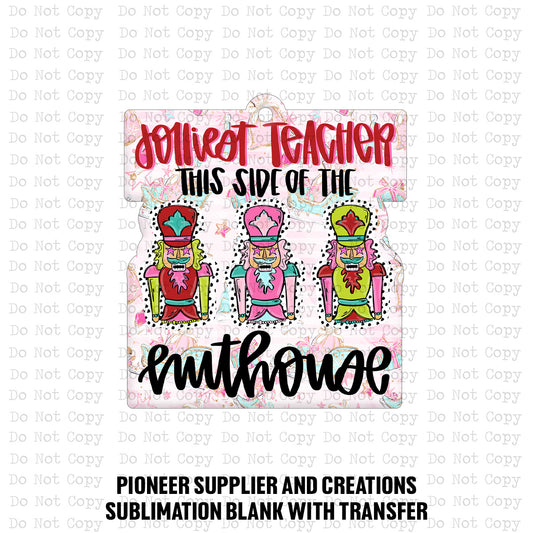 Jolliest Teacher Ornament Sublimation Blank