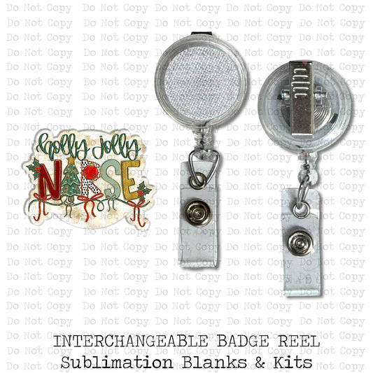 Holly Jolly Nurse Badge Button Sublimation Blank