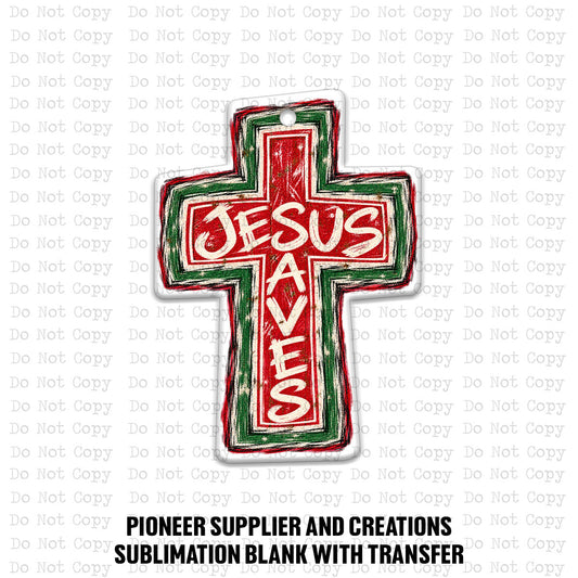 Jesus Saves Ornament Sublimation Blank | HDM