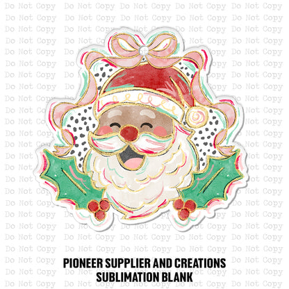 Jolly Colorful Santa Ornament Sublimation Blank