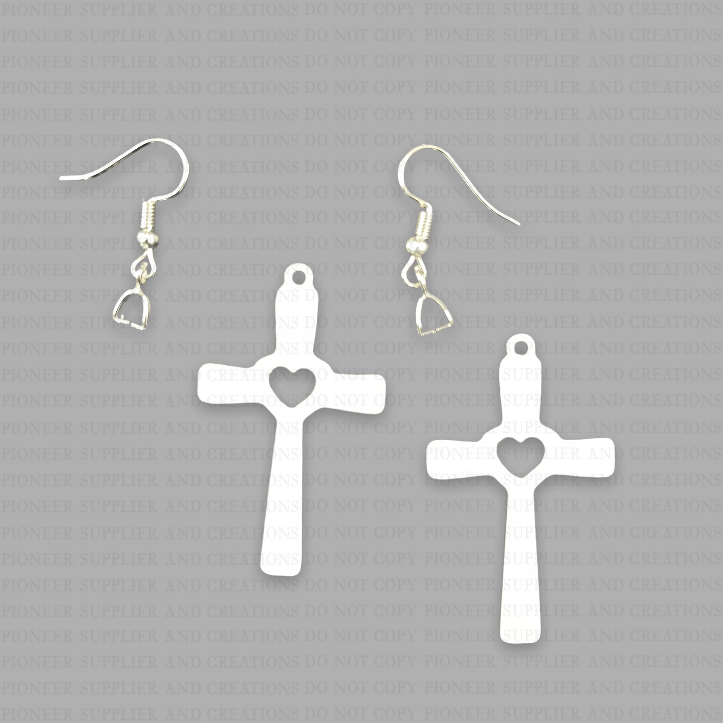 Cross with Heart Shaped Earring Sublimation Blanks