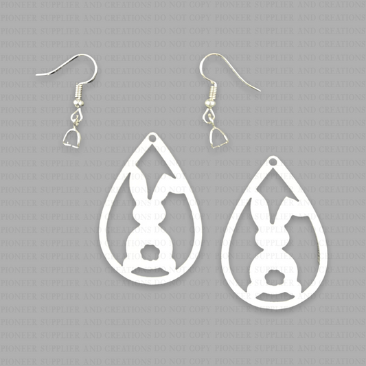 Easter Bunny Tail Teardrop Shaped Earring Sublimation Blanks