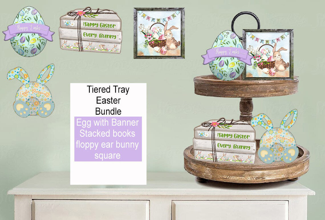 Easter Tiered Tray Sublimation 4 pc Blanks Kit