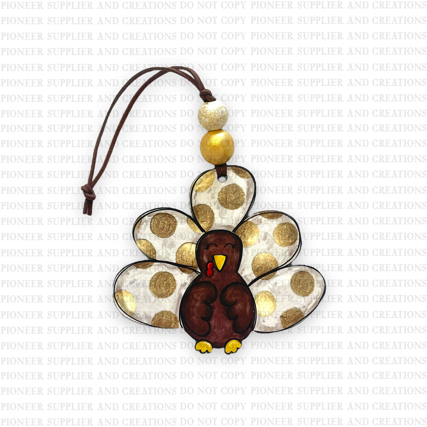 Golden Dot Turkey Shaped Ornament Sublimation Blank | Exclusive Alicia Ray Art