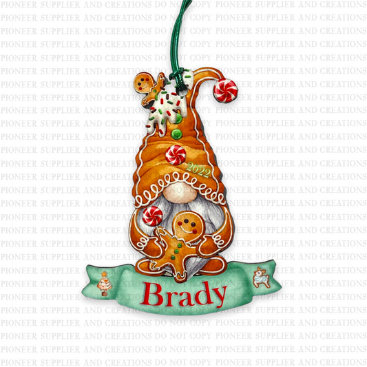 Gingerbread Boy Gnome Name Ornament Sublimation Blank
