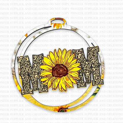 Sunflower Mom Car Charm Ornament & Transfer Sublimation Blank