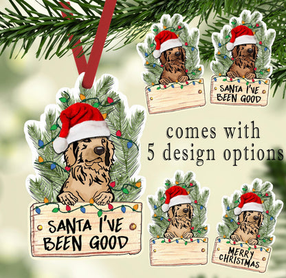 Christmas Dog | Cat with Sign Ornament Sublimation Blank | Tina Braddock