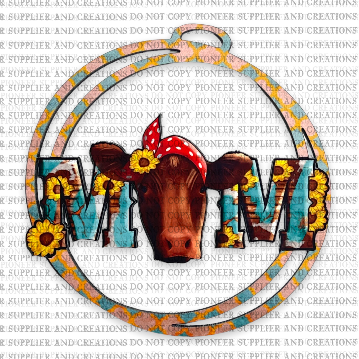 Mom Brown Cow Car Charm & Transfer Sublimation Blank