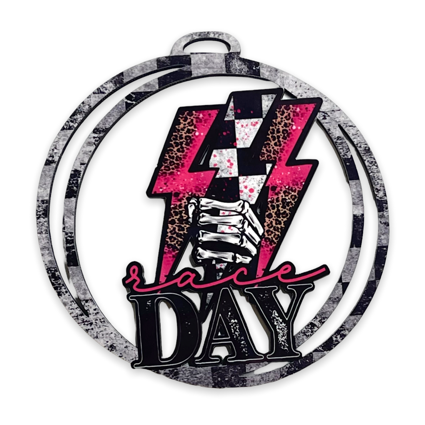 Race Day Pink Car Charm Ornament & Transfer Sublimation Blank