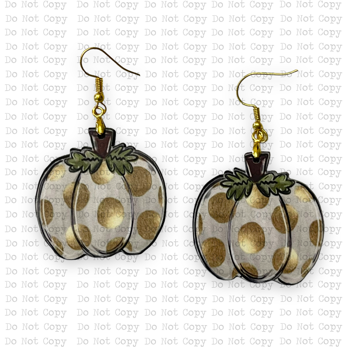 Pumpkin Golden Dot Shaped Earring Sublimation Blanks | Exclusive Alicia Ray Art